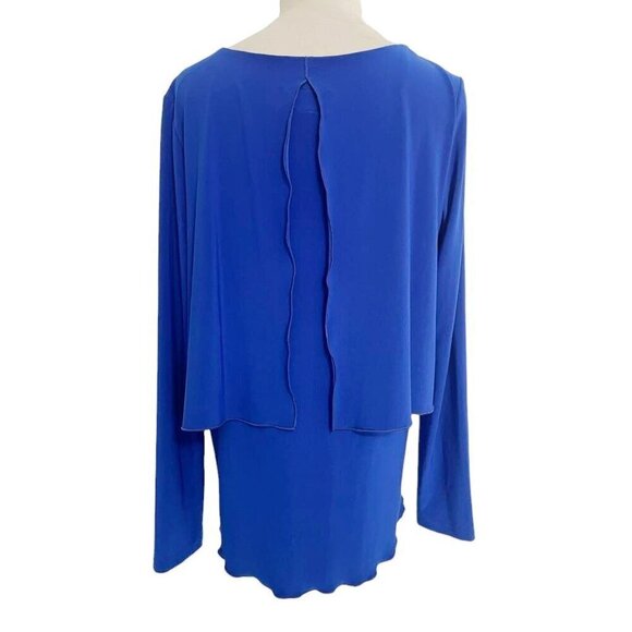 Joseph Ribkoff Size 6  Top Blouse Tiered Blue Long Sleeve - Picture 4 of 5